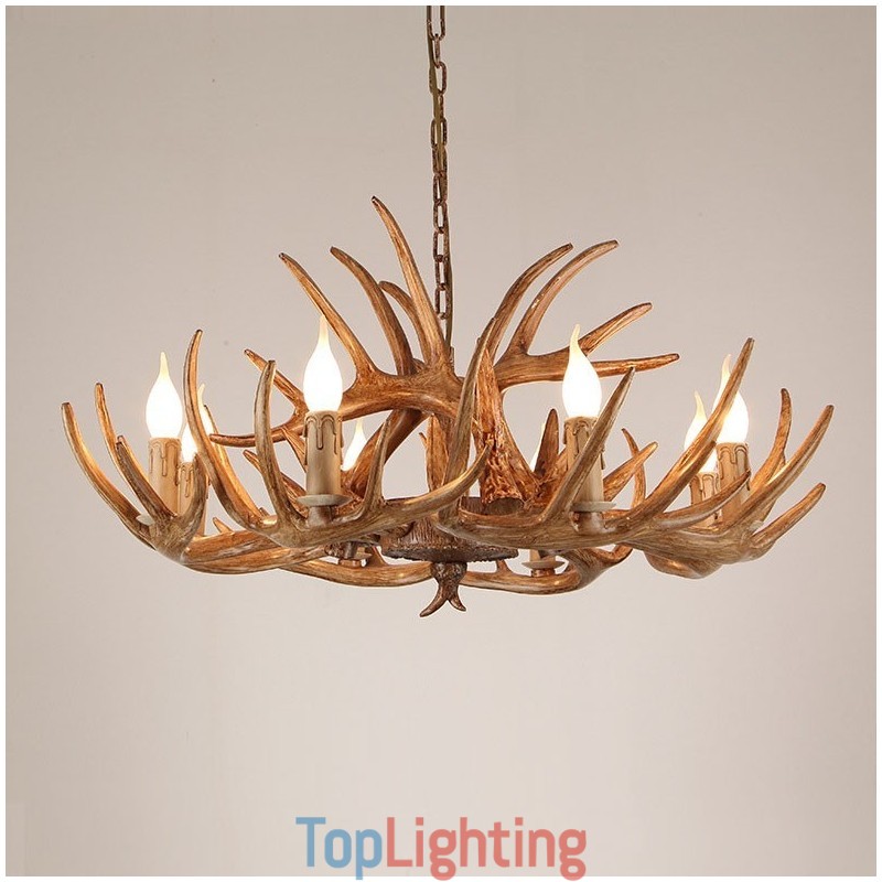 8 Light Rustic Artistic Retro Antler Antique Chandelier