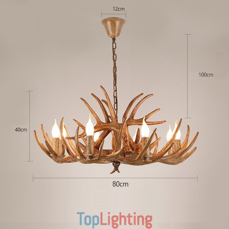 8 Light Rustic Artistic Retro Antler Antique Chandelier