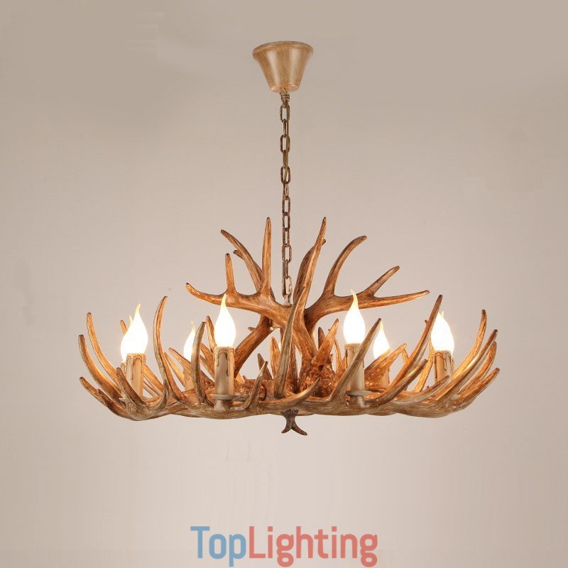 9 Light Two Tiers Rustic Artistic Retro Antler Antique Chandelier