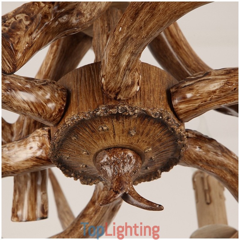 9 Light Two Tiers Rustic Artistic Retro Antler Antique Chandelier
