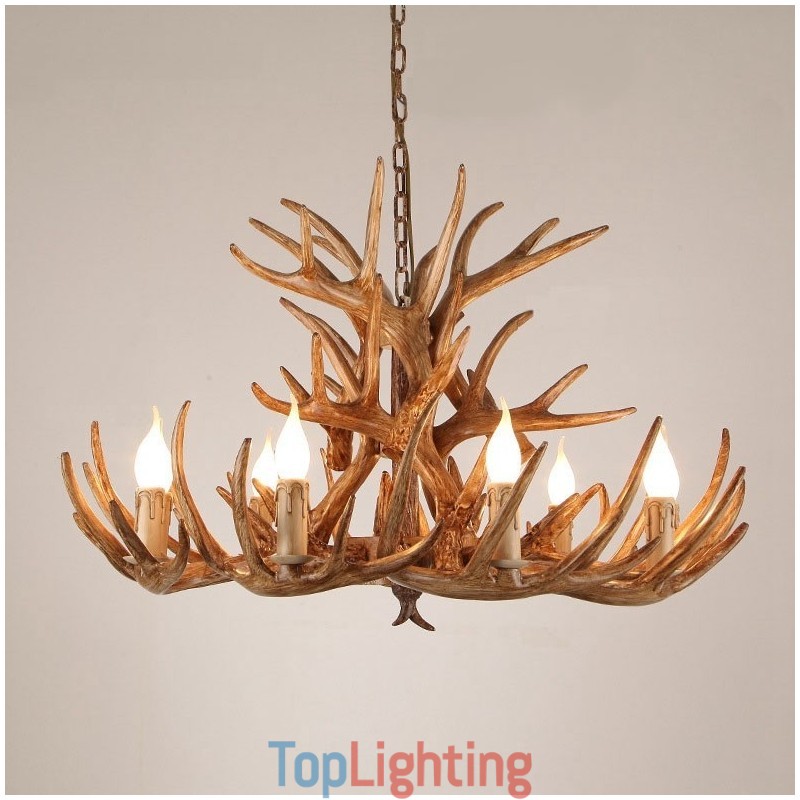 9 Light Three Tiers Rustic Artistic Retro Antler Antique Chandelier