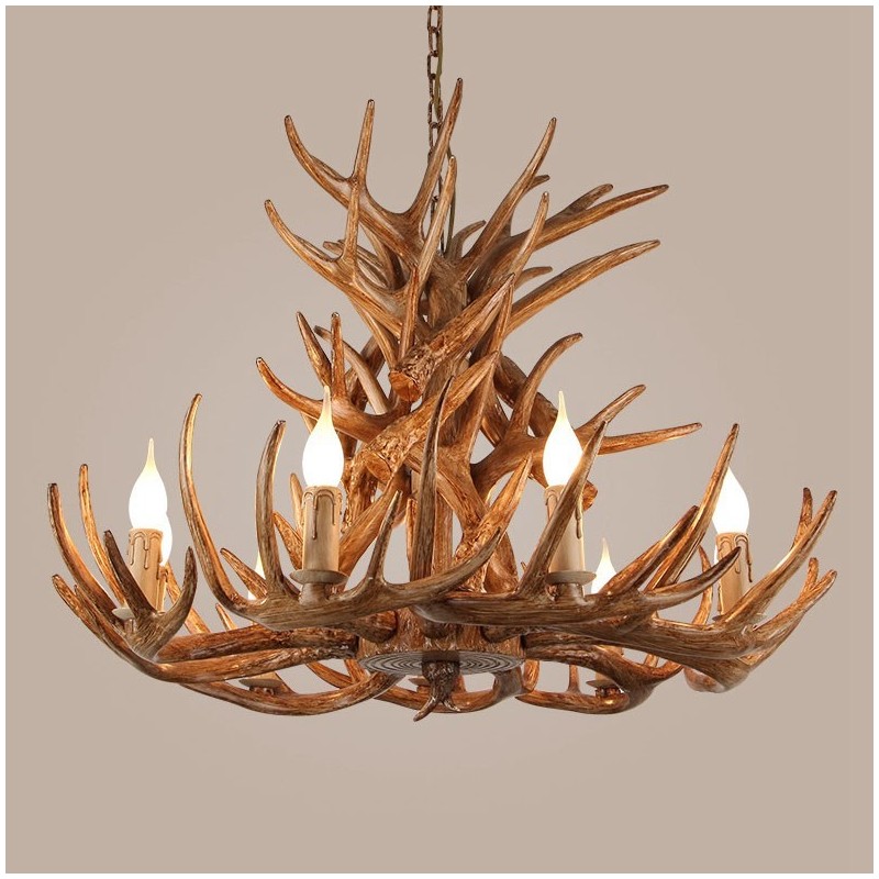 9 Light 4 Tiers Rustic Artistic Retro Antler Antique Chandelier