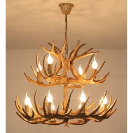 12 (8+4) Light 2 Tiers Rustic Artistic Retro Antler Antique Chandelier