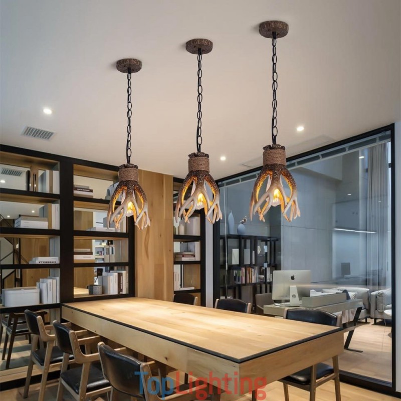 One Light Rustic Artistic Retro Antler Antique Pendant Light