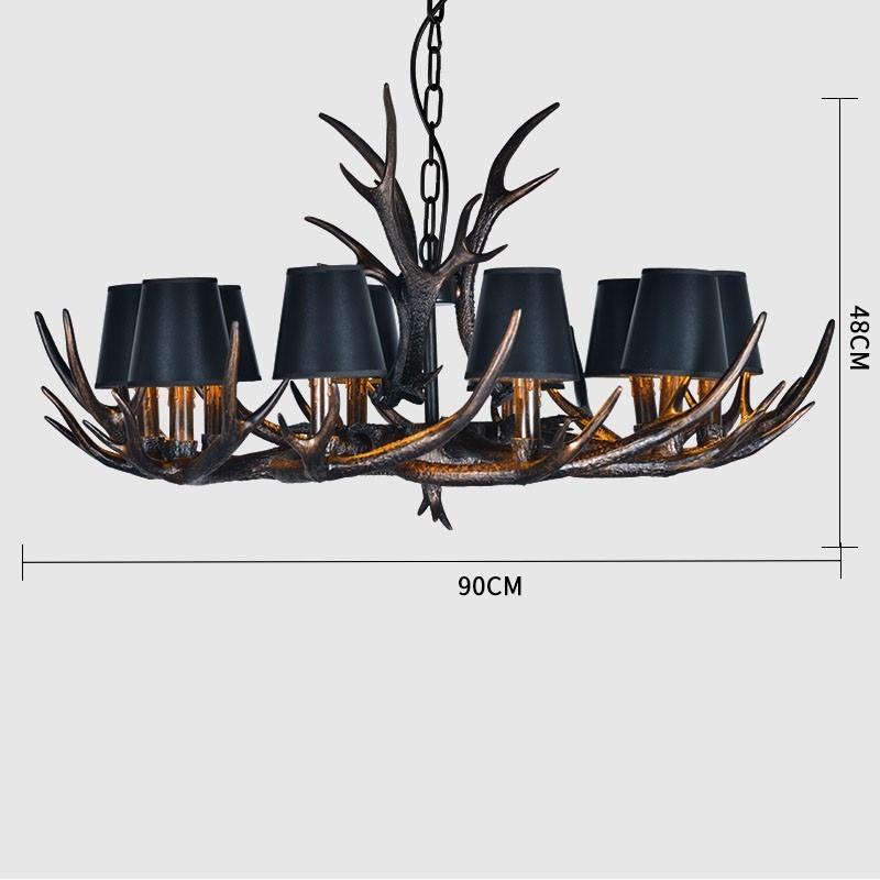 Retro Antler Antique Chandelier with Shades
