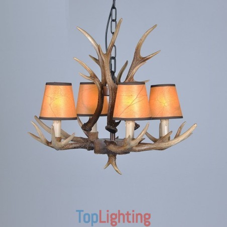 4 Light Rustic Artistic Retro Antler Antique Chandelier with Shades 4 Light Rustic Artistic Retro Antler Antique Chandelier with Shades