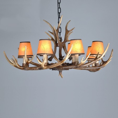 8 Light Rustic Artistic Retro Antler Antique Chandelier with Shades 8 Light Rustic Artistic Retro Antler Antique Chandelier with Shades