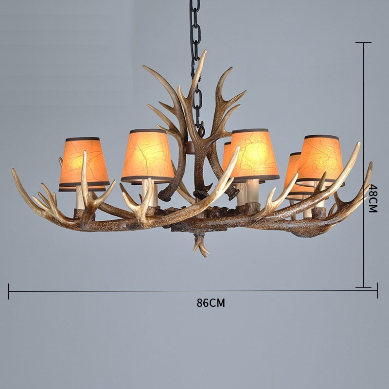 8 Light Rustic Artistic Retro Antler Antique Chandelier with Shades