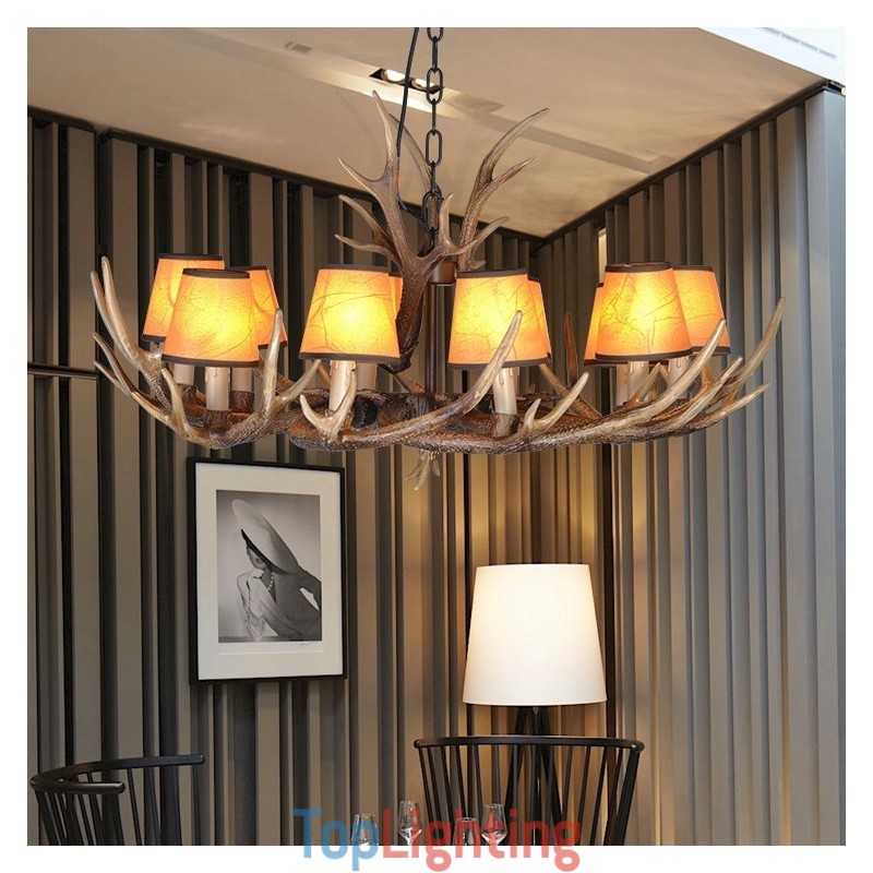 Retro Antler Antique Chandelier with Shades