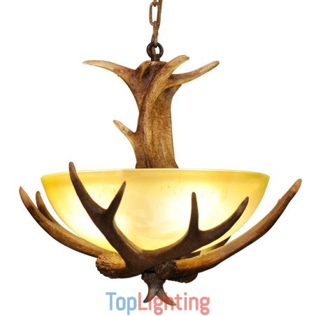 One Light Rustic Artistic Retro Antler Antique Pendant Light with Glass Shade One Light Rustic Artistic Retro Antler Antique Pendant Light with Glass Shade