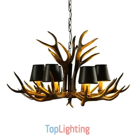 6 Light Black Rustic Artistic Retro Antler Antique Chandelier with Shades 6 Light Black Rustic Artistic Retro Antler Antique Chandelier with Shades