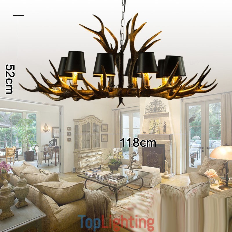 Retro Antler Antique Chandelier with Shades
