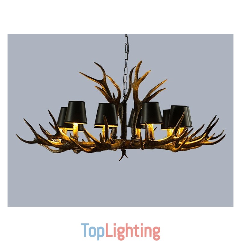 Retro Antler Antique Chandelier with Shades