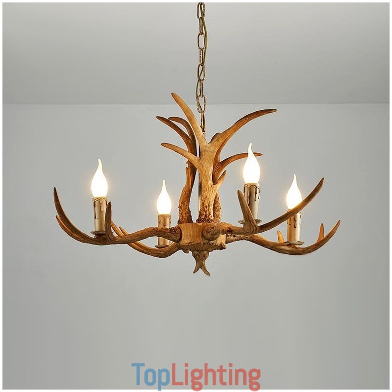 4 Light Rustic Artistic Retro Antler Antique Chandelier