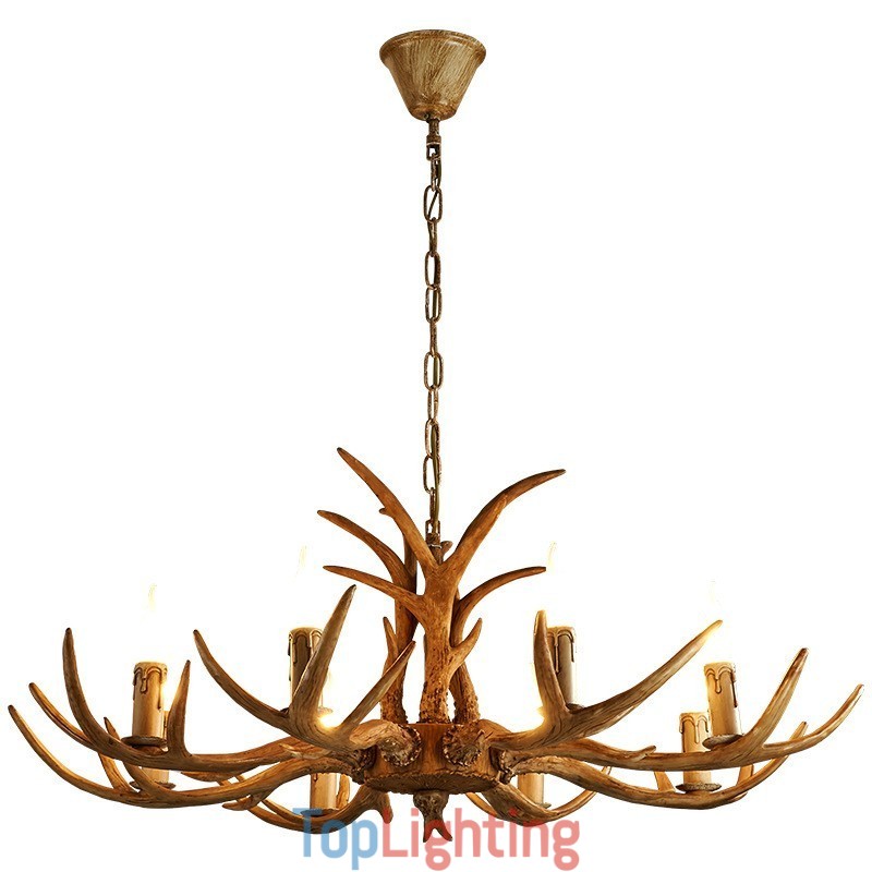 8 Light Rustic Artistic Retro Antler Antique Chandelier