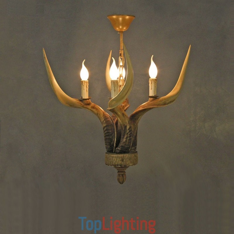 4 Light Rustic Artistic Retro Antler Antique Chandelier