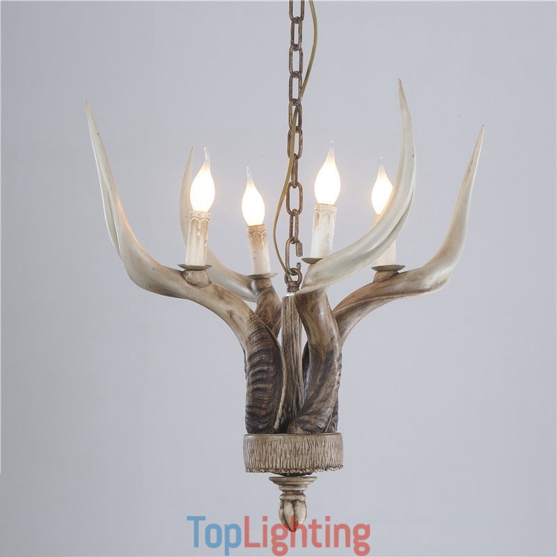 4 Light Rustic Artistic Retro Antler Antique Chandelier