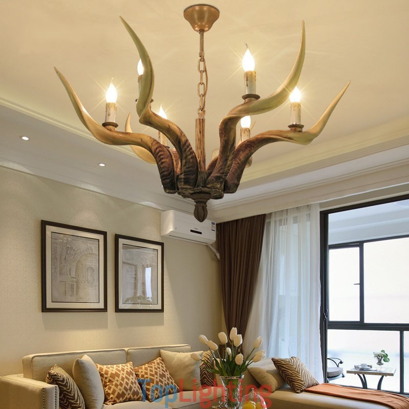 6 Light Rustic Artistic Retro Antler Antique Chandelier