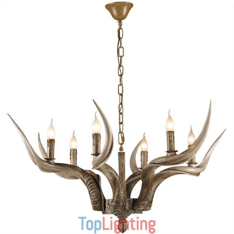 6 Light Rustic Artistic Retro Antler Antique Chandelier