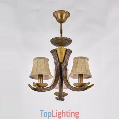 3 Light Rustic Artistic Retro Antler Antique Chandelier with Shades 3 Light Rustic Artistic Retro Antler Antique Chandelier with Shades