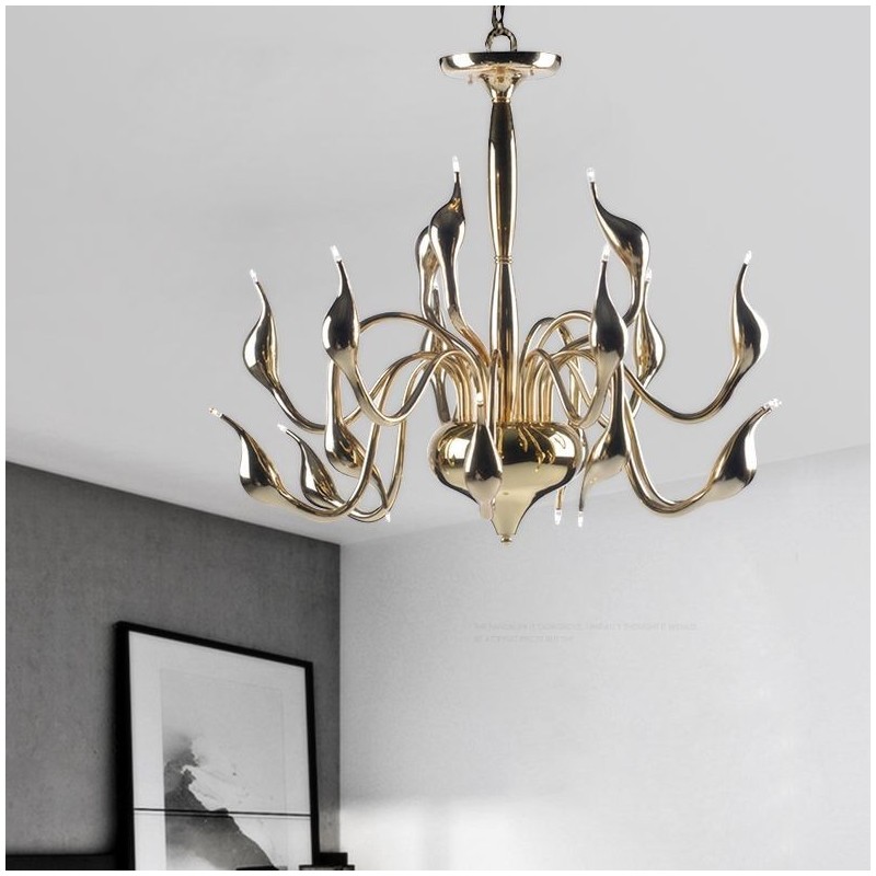 15 Light Gold Modern Contemporary Electroplated Metal Chandelier