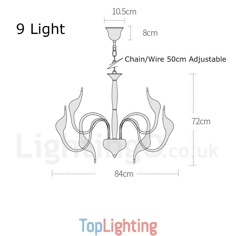 9 Light Black Modern Contemporary Electroplated Metal Chandelier