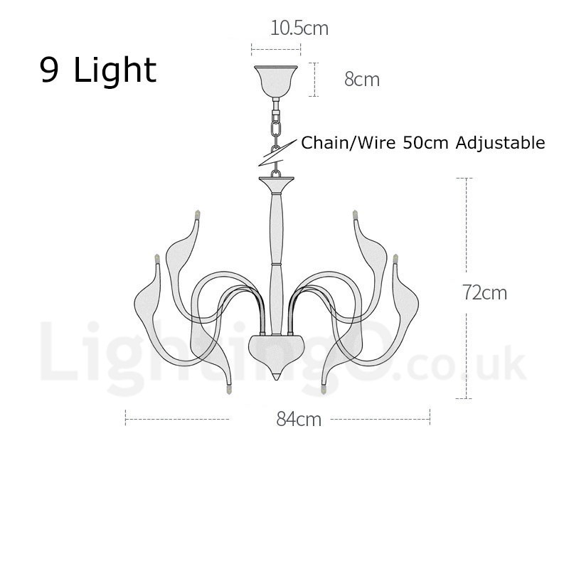 9 Light Modern Contemporary Electroplated Metal Chandelier