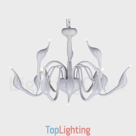 12 Light Modern Swan White Metal Chandelier Pendant Light 12 Light Modern Swan White Metal Chandelier Pendant Light