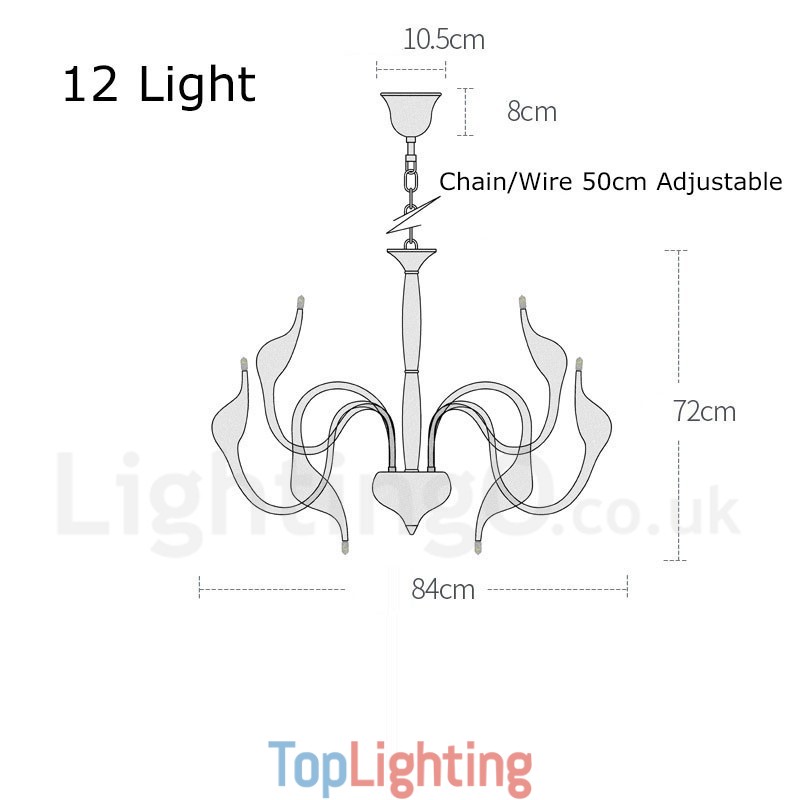 12 Light Modern Swan White Metal Chandelier Pendant Light