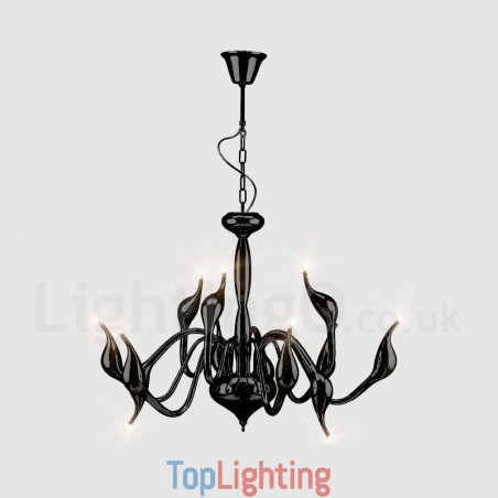 12 Light Modern Swan Black Metal Chandelier Pendant Light 12 Light Modern Swan Black Metal Chandelier Pendant Light