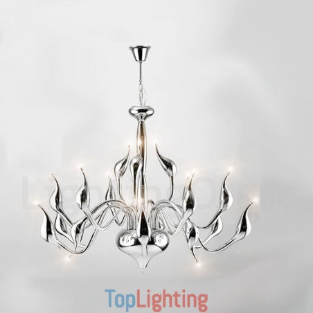 18 Lights Stainless Post Modern Swan Chandelier Light G4 Chrome Finished 18 Lights Stainless Post Modern Swan Chandelier Light G4 Chrome Finished