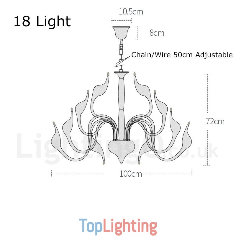18 Lights Stainless Post Modern Swan Chandelier Light G4 Chrome Finished