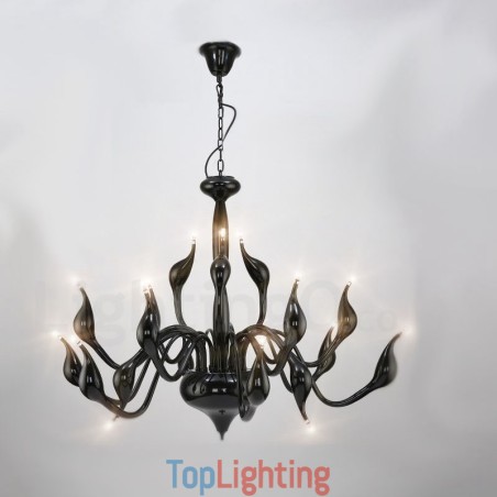 18 Lights Stainless Post Modern Swan Chandelier Light G4 Black Finished 18 Lights Stainless Post Modern Swan Chandelier Light G4 Black Finished