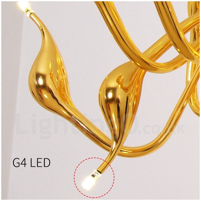 18 Lights Stainless Post Modern Swan Chandelier Light G4 Gold Finished