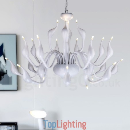 24 Lights Modern Swan Chandelier Light G4 White Plating 24 Lights Modern Swan Chandelier Light G4 White Plating