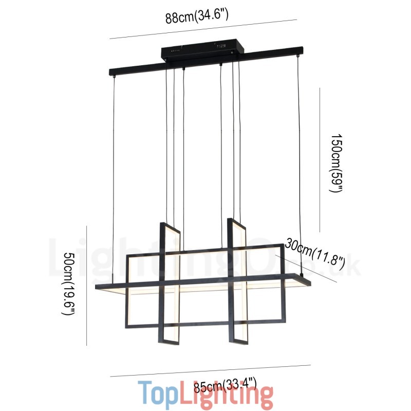 Dimmable Pendant Light Modern Design Four Rectangles