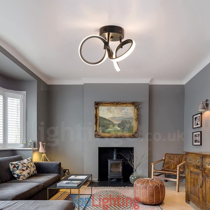 Triac Switch Dimmable Black Modern Contemporary Nordic Style Flush Mount Round Ceiling Light