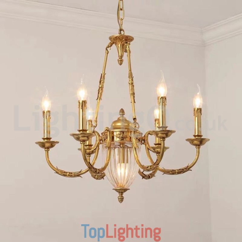 Luxury French All Copper Crystal Chandelier Lamp Dining luminaire Chandelier