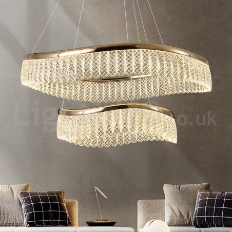 Square Crystal Pendant Light 1 2 Rings K9 Crystal Indoor Ceiling Luminaire Square Crystal Pendant Light 1 2 Rings K9 Crystal Indoor Ceiling Luminaire