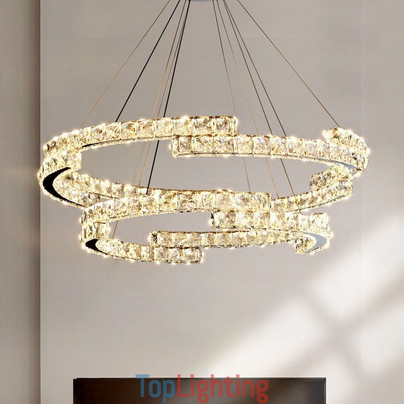 Round Crystal Pendant Light Luxury K9 Crystal Indoor Ceiling Luminaire