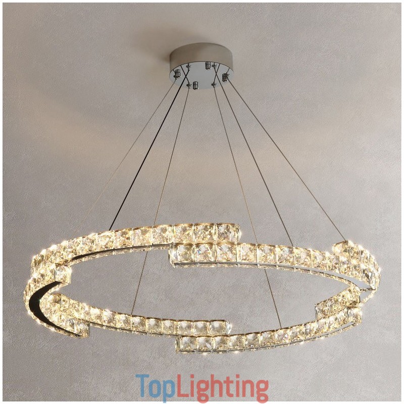 Round Crystal Pendant Light Luxury K9 Crystal Indoor Ceiling Luminaire