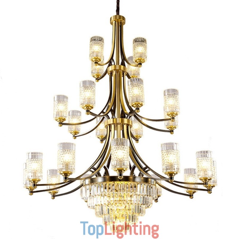 Big Luxury Copper Crystal Chandelier for 12+8+4 Light Holder