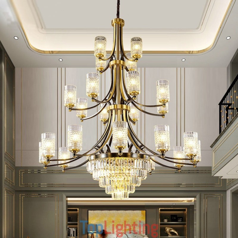 Big Luxury Copper Crystal Chandelier for 12+8+4 Light Holder