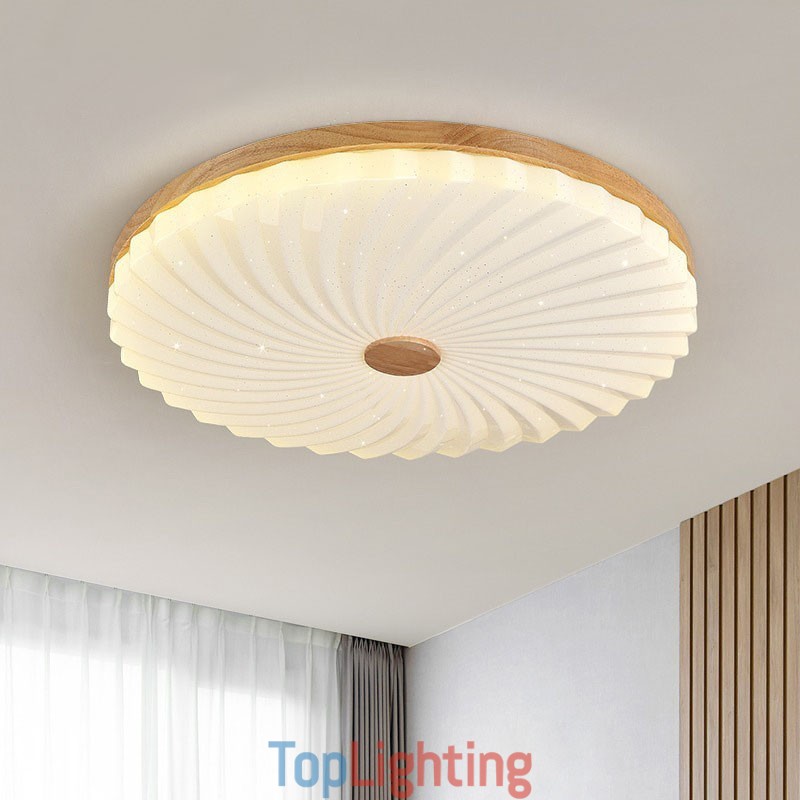 Nordic Round Simple Modern Solid Wood Flush Mounted Ceiling Light