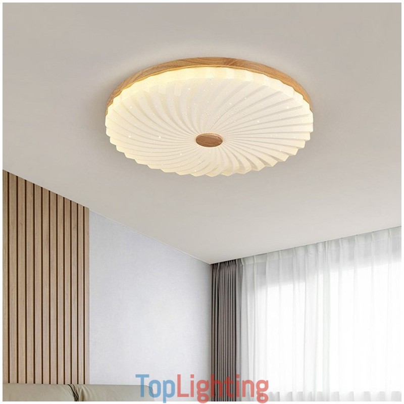Nordic Round Simple Modern Solid Wood Flush Mounted Ceiling Light