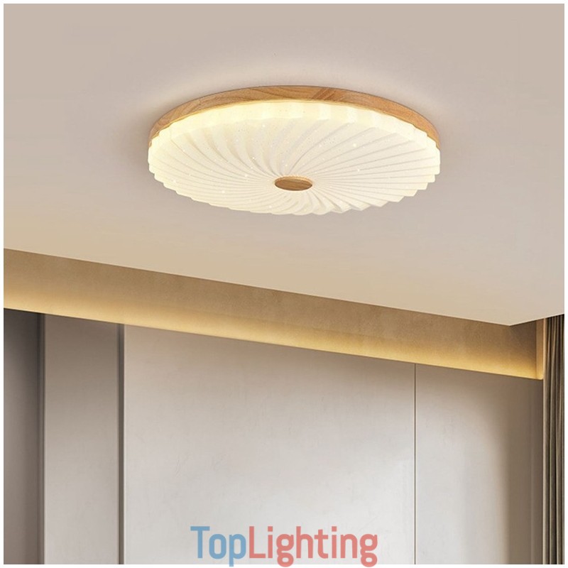 Nordic Round Simple Modern Solid Wood Flush Mounted Ceiling Light
