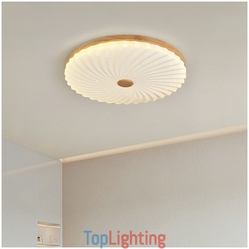 Nordic Round Simple Modern Solid Wood Flush Mounted Ceiling Light