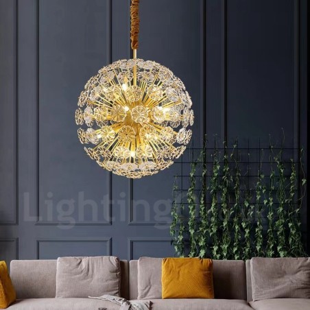 Nordic Spherical Brass Dandelion Crystal Pendant Light Nordic Spherical Brass Dandelion Crystal Pendant Light