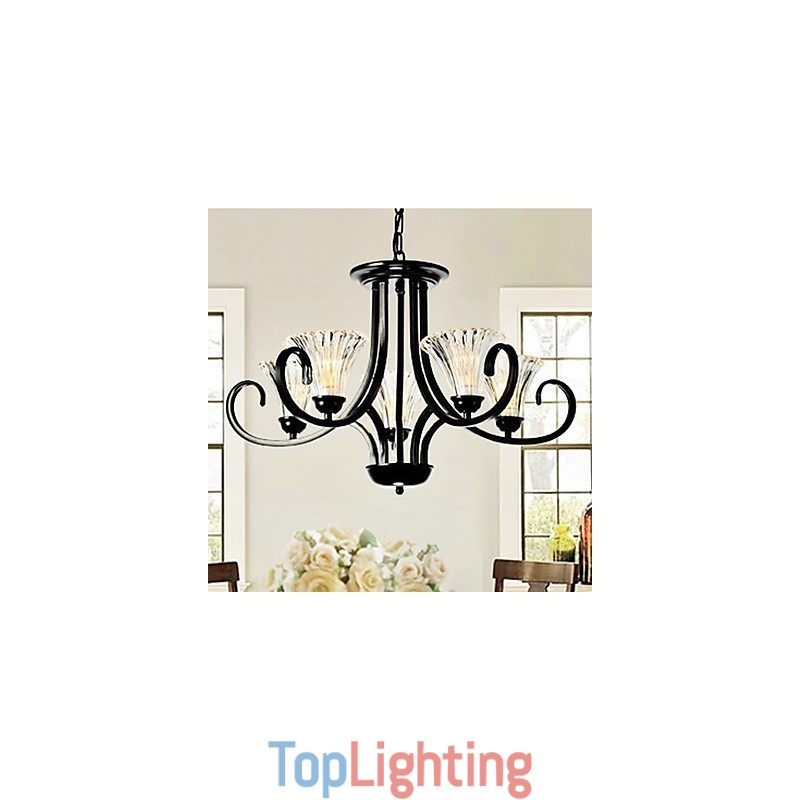 European Style Vintage 5 Light Chandelier With Horned Arm
