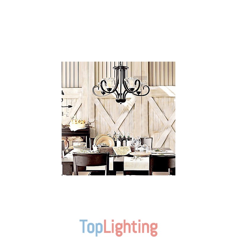 European Style Vintage 5 Light Chandelier With Horned Arm